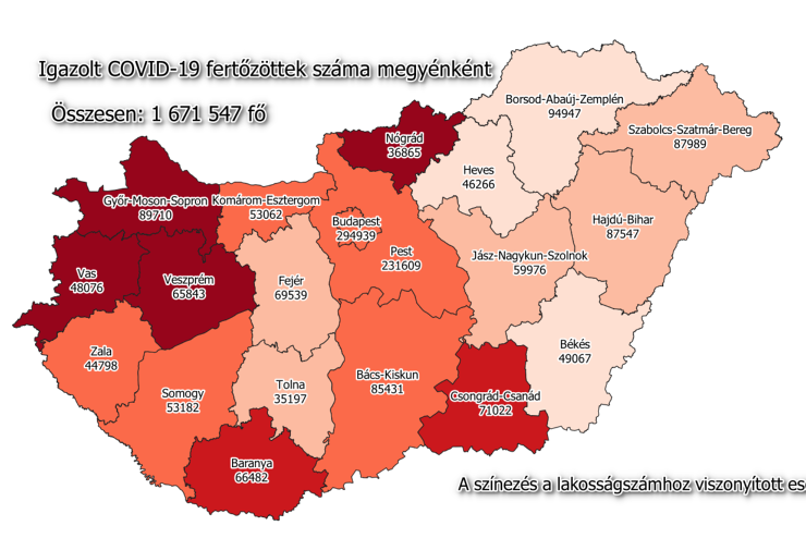 387 új fertőzött Vasban, 13 932 Magyarországon, 101 beteg meghalt 