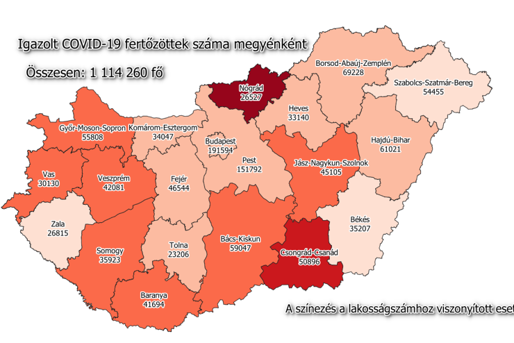 391 új fertőzött Vasban, 11 152 Magyarországon, 192 beteg meghalt