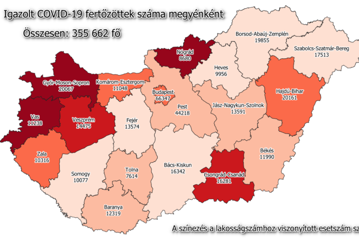 42 új fertőzött Vasban, 1410 Magyarországon, 98-an meghaltak