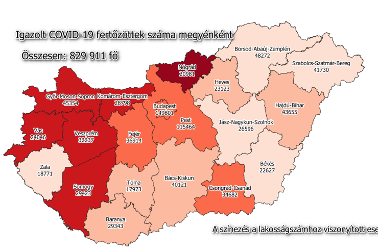 Hat új fertőzött Vasban, 455 Magyarországon, 17 beteg meghalt