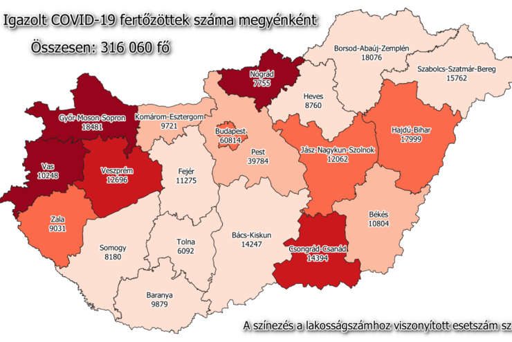 45 új fertőzött Vasban, 698 Magyarországon, 96-an meghaltak
