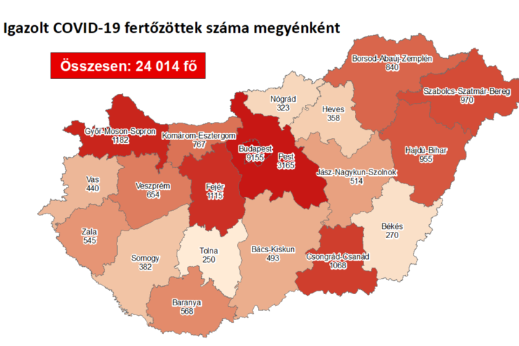 40 új fertőzött Vasban, 937 Magyarországon, hatan meghaltak