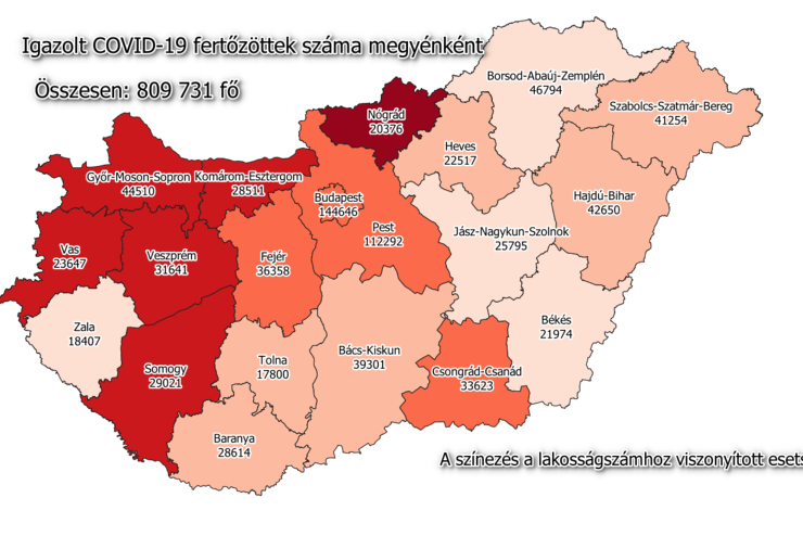 Egy új fertőzött Vasban, 59 Magyarországon, hárman meghaltak