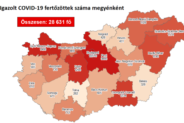 40 új fertőzött Vasban, 1322 Magyarországon, 17-en meghaltak