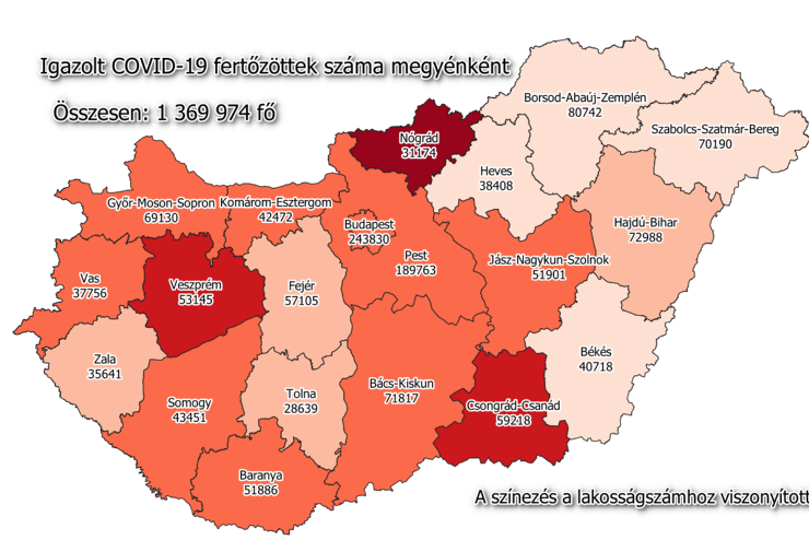 469 új fertőzött Vasban, 14 890 Magyarországon, 85 beteg meghalt