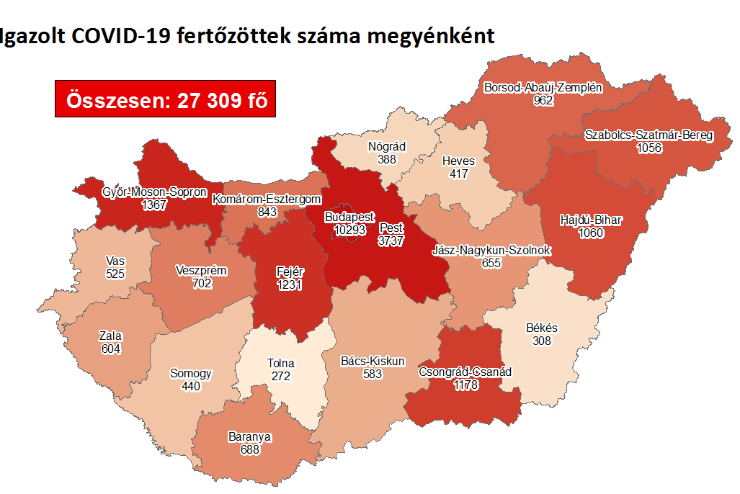 3 új fertőzött Vasban, 848 Magyarországon, 16-an meghaltak