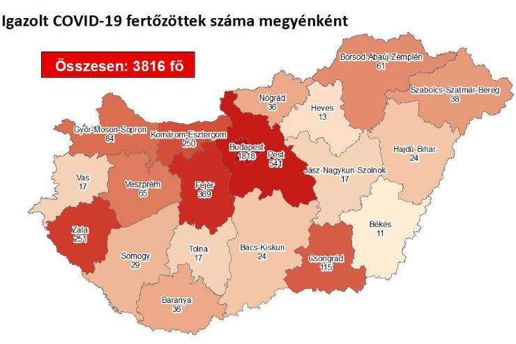 Meghalt 4 beteg és 3816-ra emelkedett a fertőzöttek száma Magyarországon